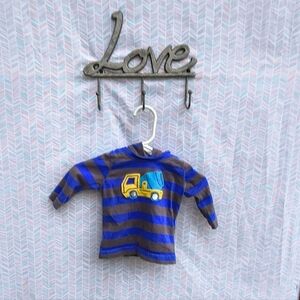 Child of Mine Blue and Black Striped Shirt with Truck